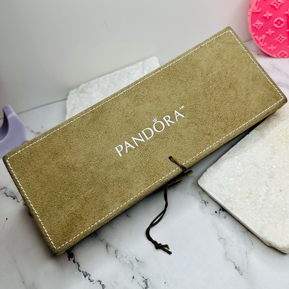 EUC Pandora Brown and Tan Faux Suede 3 Tier Jewlery Box - Picture 3 of 14